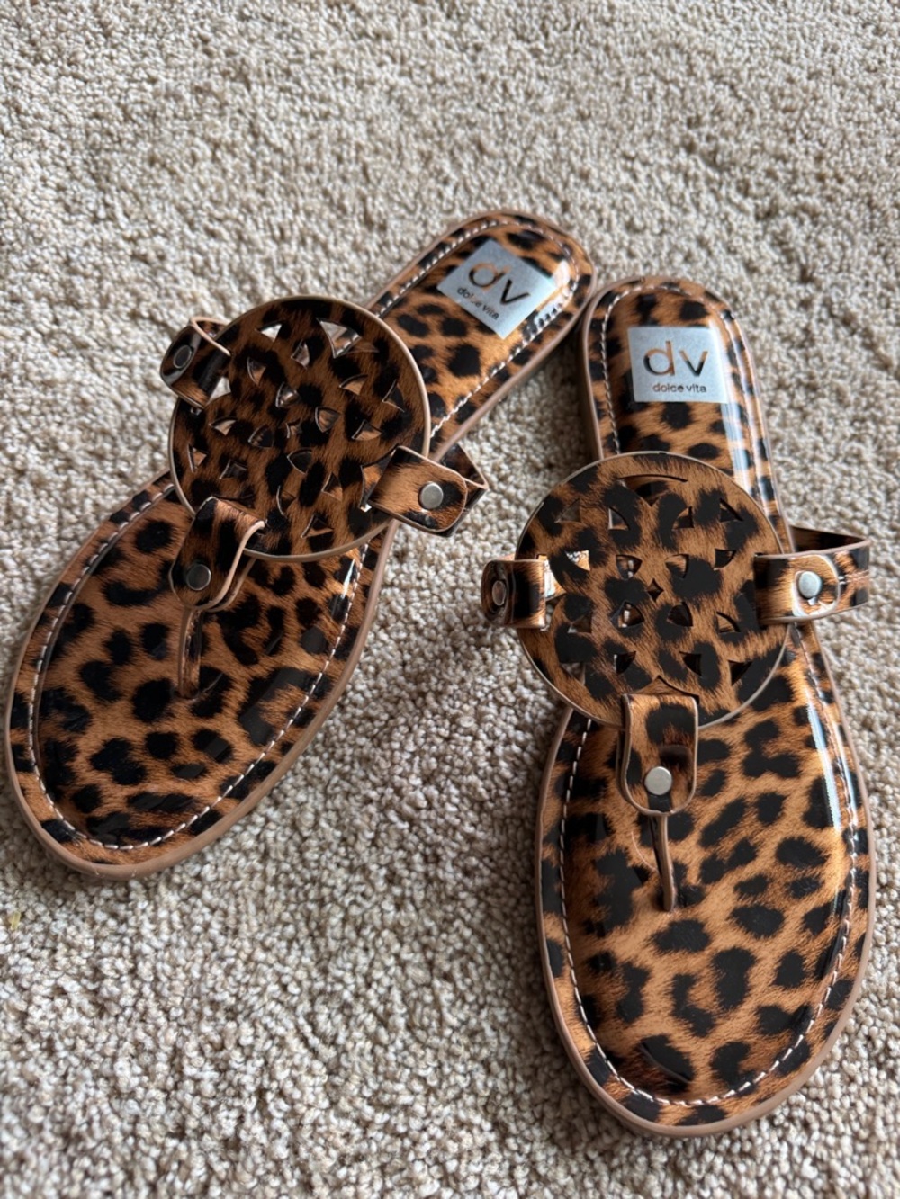 Dolce Vita Leopard-Print Slide Sandals - Never been worn